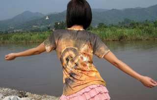 Chinese Golden Dragon Tiger Battle Ladies T Shirt sz XL  