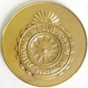 Argentina Automobile Club Gold Plated MEDALLION  