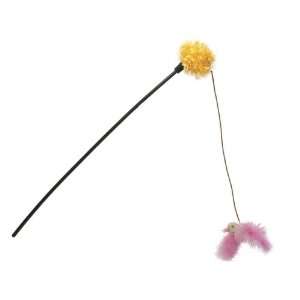   Bird Peeping Feathered Twitter Wand Cat Toy Yellow/Pink