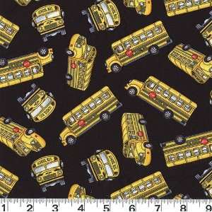   Wide Kidz School Bus Black Fabric By The Yard Arts, Crafts & Sewing