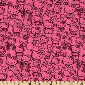   Knit Outline Pink/Black Fabric By The Yard Arts, Crafts & Sewing