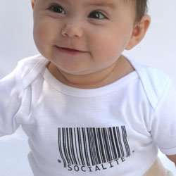    Socialite Barcode Baby Onesie   by Angelic Genius Clothing