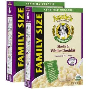Annies Homegrown Family Size Organic Shells & White Cheddar   2 pk 