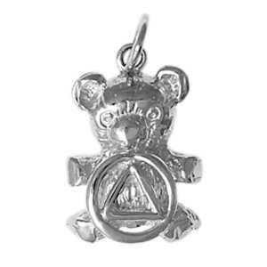   16 Tall, Sterling Silver, AA Recovery Symbol on a Adorable Teddy Bear