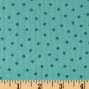  44 Wide Cat Paws Light Teal Fabric By The Yard Arts 