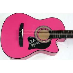  Julie Roberts Autographed Signed Pink Guitar Dual Cert JSA 