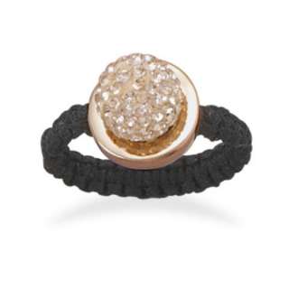 Macrame Rose Gold Sterling Champagne Crystal Ring Sz 7  