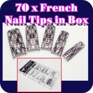   French Tips Acrylic Nail Art in Box   Black Double C LA260  