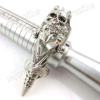 Steampunk Skull Knuckle Hinged Full Finger Ring, Size 7  