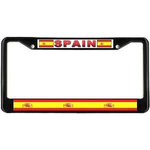  Spain Spanish Flag Black License Plate Frame Metal Holder 