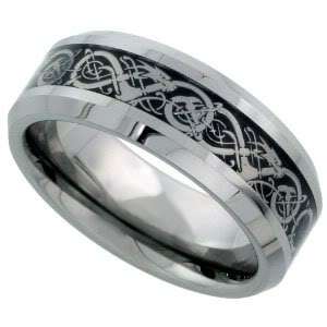 Dragon Tungsten Carbide Celtic Ring Mens Wedding Band  