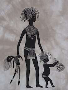 Child with Doll Heidi Lange Screen Print   Kenya  
