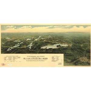 Historic Panoramic Map Oconomowoc, Waukesha and the lake 