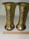 PAIR OF ASIAN BRASS / BRONZE FIGURAL VASES URNS DRAGONS
