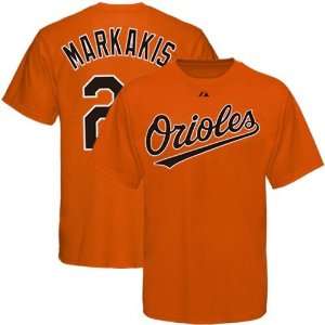  Nick Markakis Majestic Name and Number Orange Baltimore 
