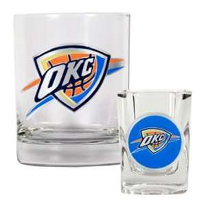  Oklahoma City Thunder NBA Rocks Glass & Square Shot Glass 