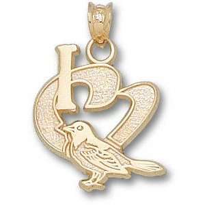  Baltimore Orioles 14K Gold I Heart Bird 3/4 Pendant 