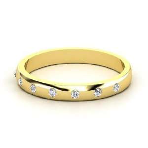 Button Band, 18K Yellow Gold Ring with Diamond