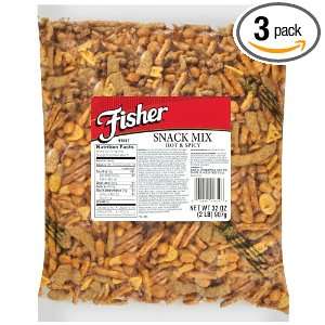 Fisher Hot & Spicy Mix, 2 Pound Packages (Pack of 3)  