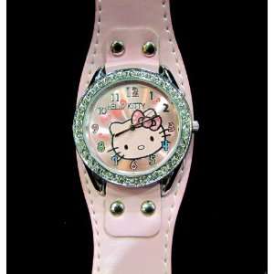  Hello Kitty Watch (PINK Wide Band) Watch with Rhinestone 