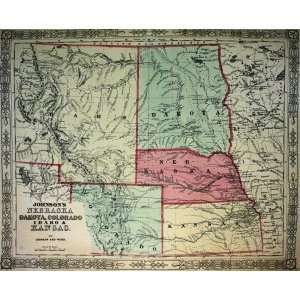  Johnson Map of Idaho,Colorado,Dakota (1863) Office 