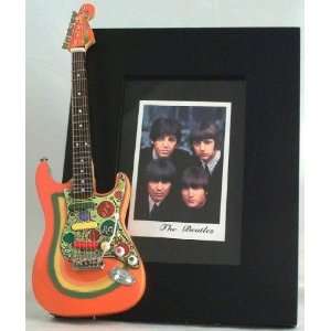  Beatles Picture Frame with Miniature Guitar Replica