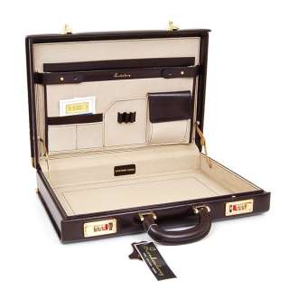 Leather Attache Case Briefcase Portfolio Suede Interior  