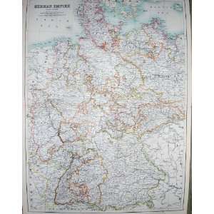  BLACKS MAP 1890 GERMAN EMPIRE BAVARIA HANOVER BALTIC 
