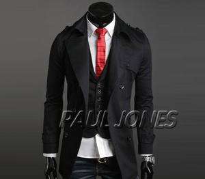   Stylish Double Breasted Slim fit Casual Trench Coat Jacket Outwear
