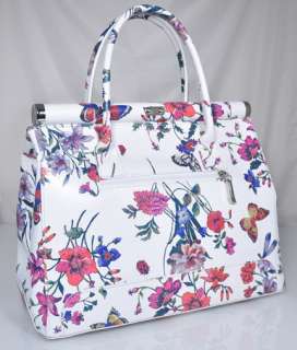 NWT Genuine leather flowers purse satchel handbag tote with strap.Made 