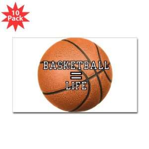   Sticker (Rectangle) (10 Pack) Basketball Equals Life 