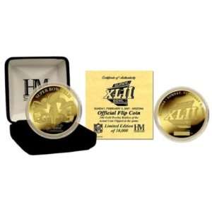  Super Bowl XLII 24kt Gold Flip Coin 