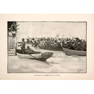 1901 Print Milton Burns Bumboat Basseterre St Kitts Christopher Island 