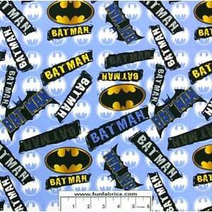  Bat Man Name w/ White Logo on Blue Fabric Arts, Crafts 