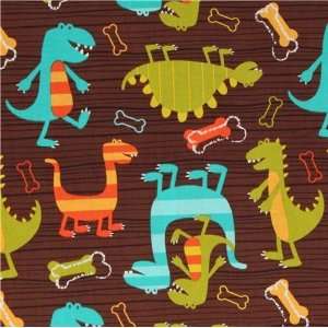  Michael Miller knit fabric Dino Dudes cute dinosaur (Sold 
