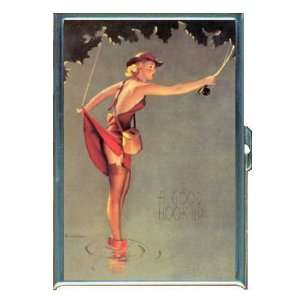  PIN UP FISHING 1930s SEXY LEGS ID Holder, Cigarette Case 