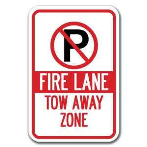 Fire Lane Tow Away Zone with P symbol Sign 12 x 18 Heavy Gauge 