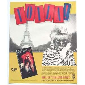 1987 Cyndi Lauper in Paris VHS Video Promo Print Ad (Music Memorabilia 