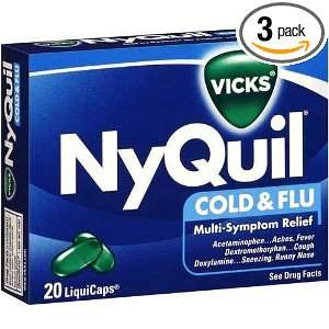 Vicks NyQuil Cold & Flu Multi Symptom Relief   20 LiquiCaps (Pack OF 3 