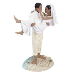  Beach Wedding Figurine  Afr/Amer Cake Topper