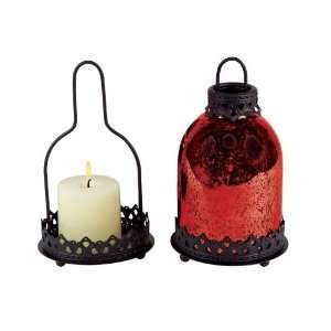   Country Red/Black Metal/Glass Rustic Christmas/Wedding Candle Holders