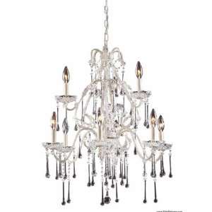  9 Light Chandelier In Antique White And Clear Crystal 
