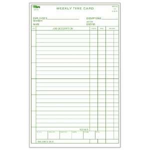  TOPS Weekly Time Cards, Index Bristol Stock, 4.25 x 6.75 