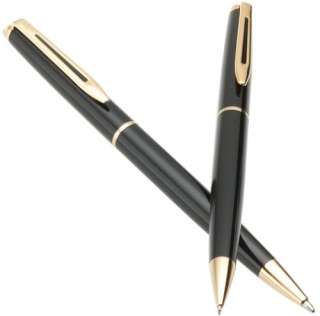 Waterman Hemisphere Black Gold Trim Ballpoint Pen & Pencil Set 