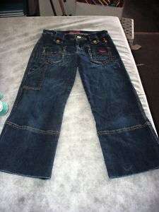 Baby Phat Womens Jeans size 1 blue distressed style  