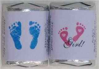 30 BABY SHOWER FOOTPRINTS HERSHEY CANDY LABELS FAVORS PERSONALIZED 