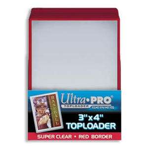 100) Ultra Pro Red Border Topload Card Holder Toploaders ACEO  