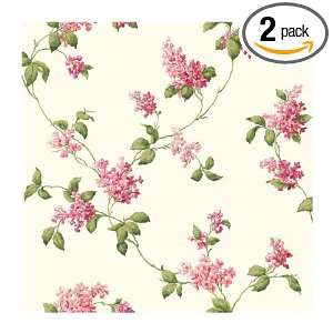   JG0621 Lilac Trail Wallpaper, White Background/Pink