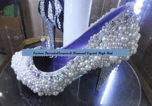 Swarovski Crystal And Pearl Hand Decorated High Heels  
