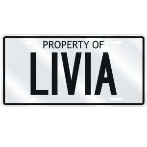  NEW  PROPERTY OF LIVIA  LICENSE PLATE SIGN NAME